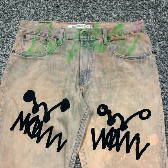 Asspizza Jeans 2018 NYC Pop Up F Life Screenprint Hand Painted 32x34 Dyed - Picture 2 of 12